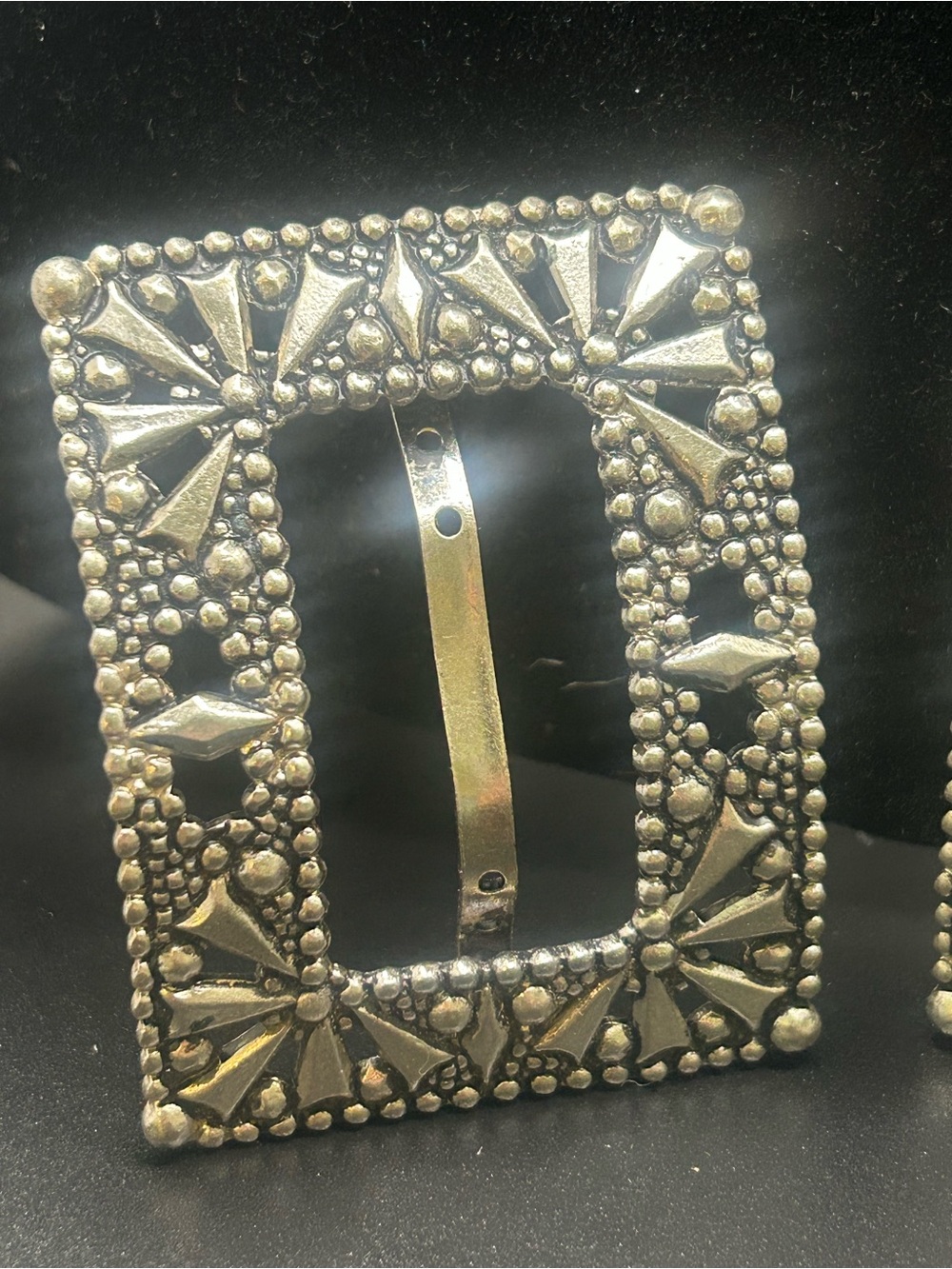 Antique French Cut Steel Shoe Buckle – Floral Design, Made in France